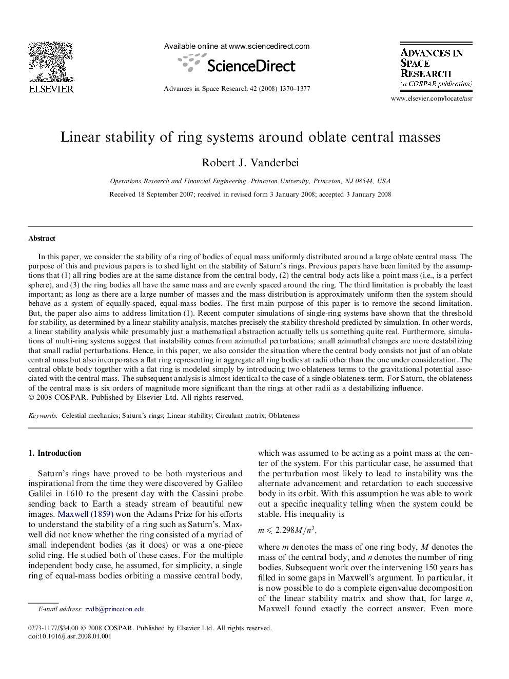 Linear stability of ring systems around oblate central masses