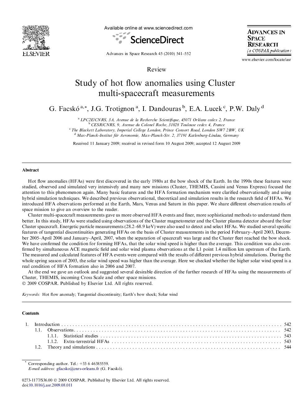 Study of hot flow anomalies using Cluster multi-spacecraft measurements