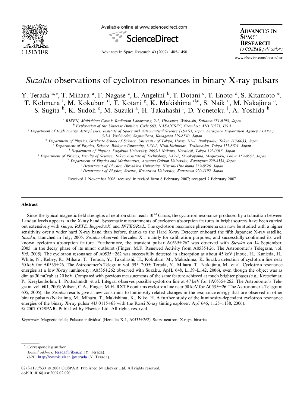 Suzaku observations of cyclotron resonances in binary X-ray pulsars