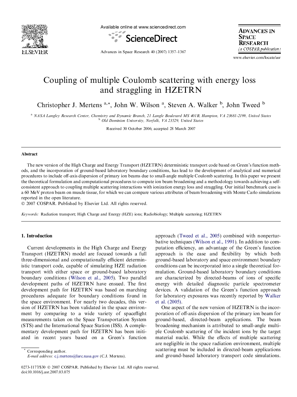 Coupling of multiple Coulomb scattering with energy loss and straggling in HZETRN