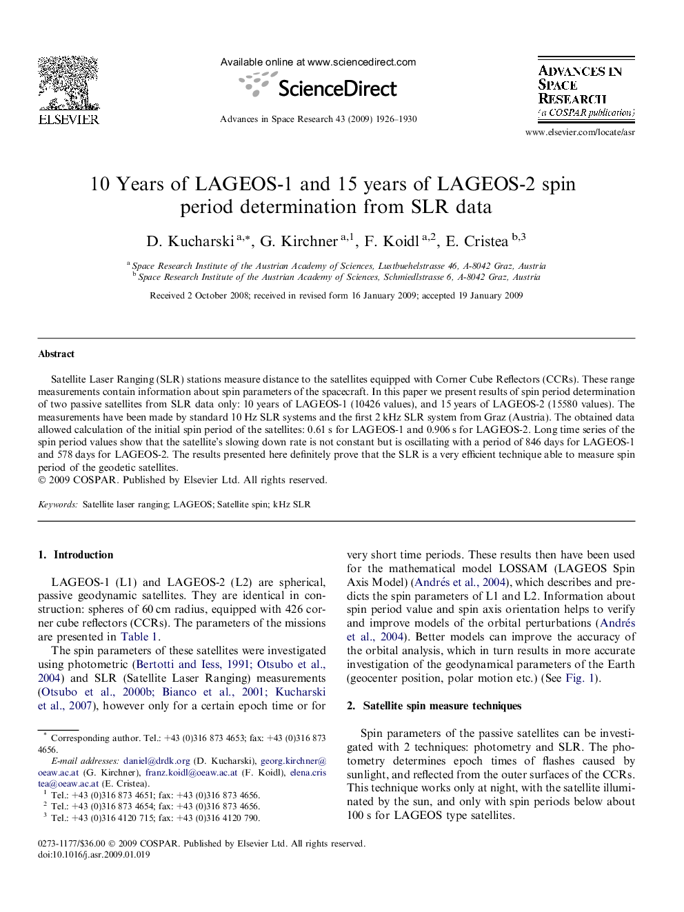 10 Years of LAGEOS-1 and 15 years of LAGEOS-2 spin period determination from SLR data