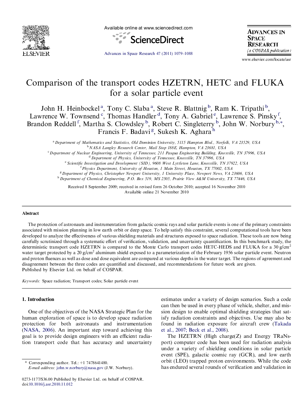 Comparison of the transport codes HZETRN, HETC and FLUKA for a solar particle event