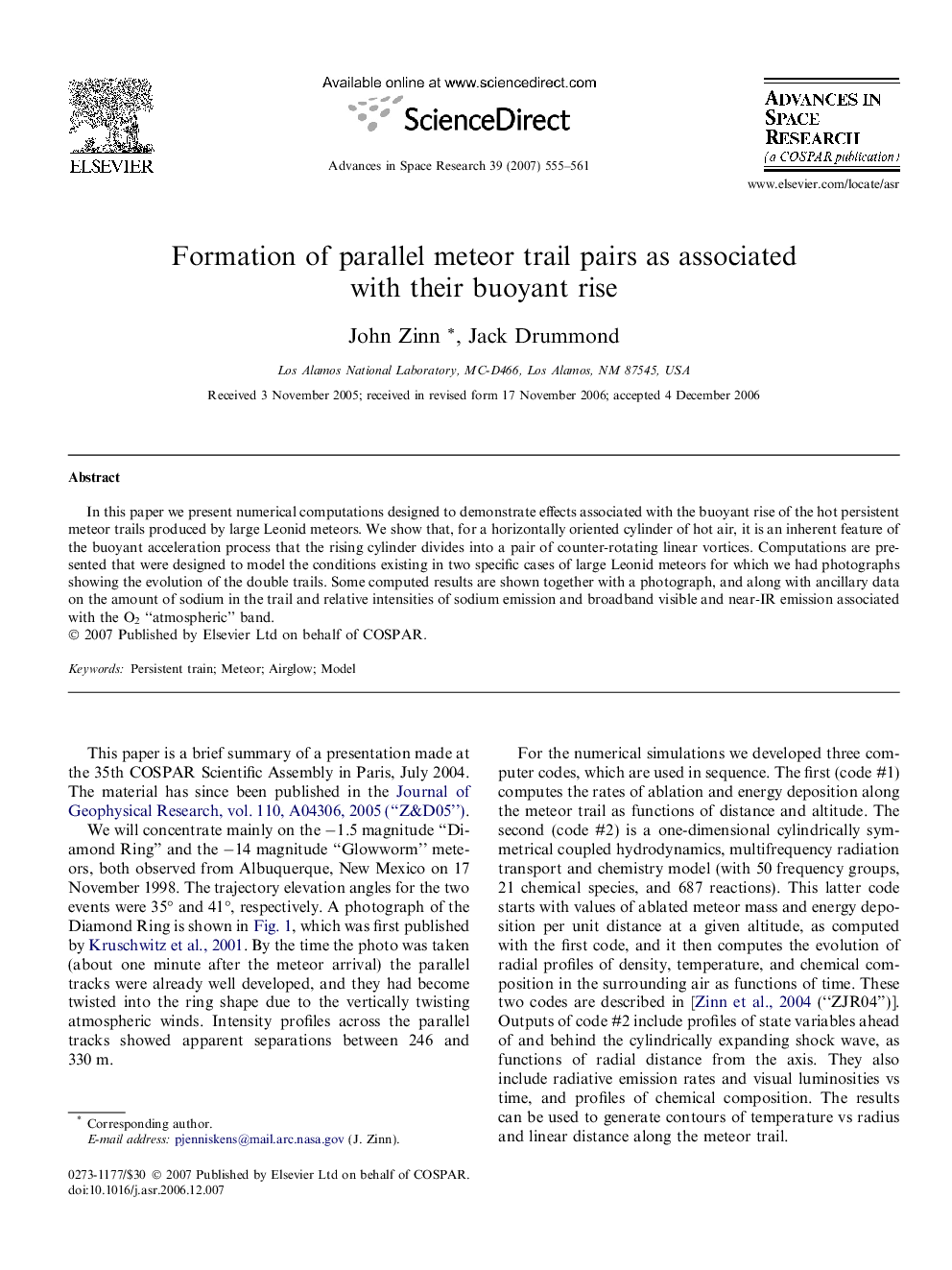 Formation of parallel meteor trail pairs as associated with their buoyant rise