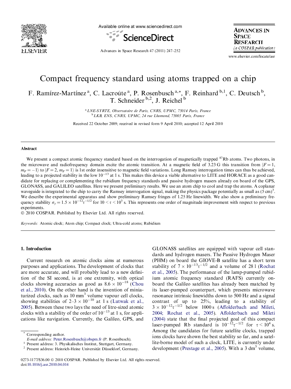 Compact frequency standard using atoms trapped on a chip