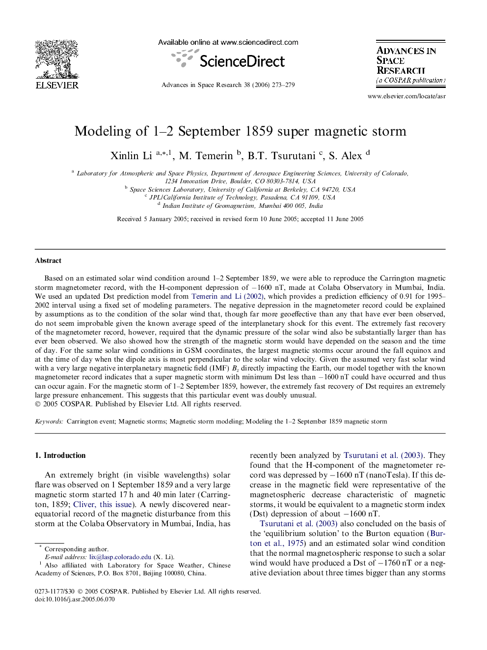 Modeling of 1-2 September 1859 super magnetic storm