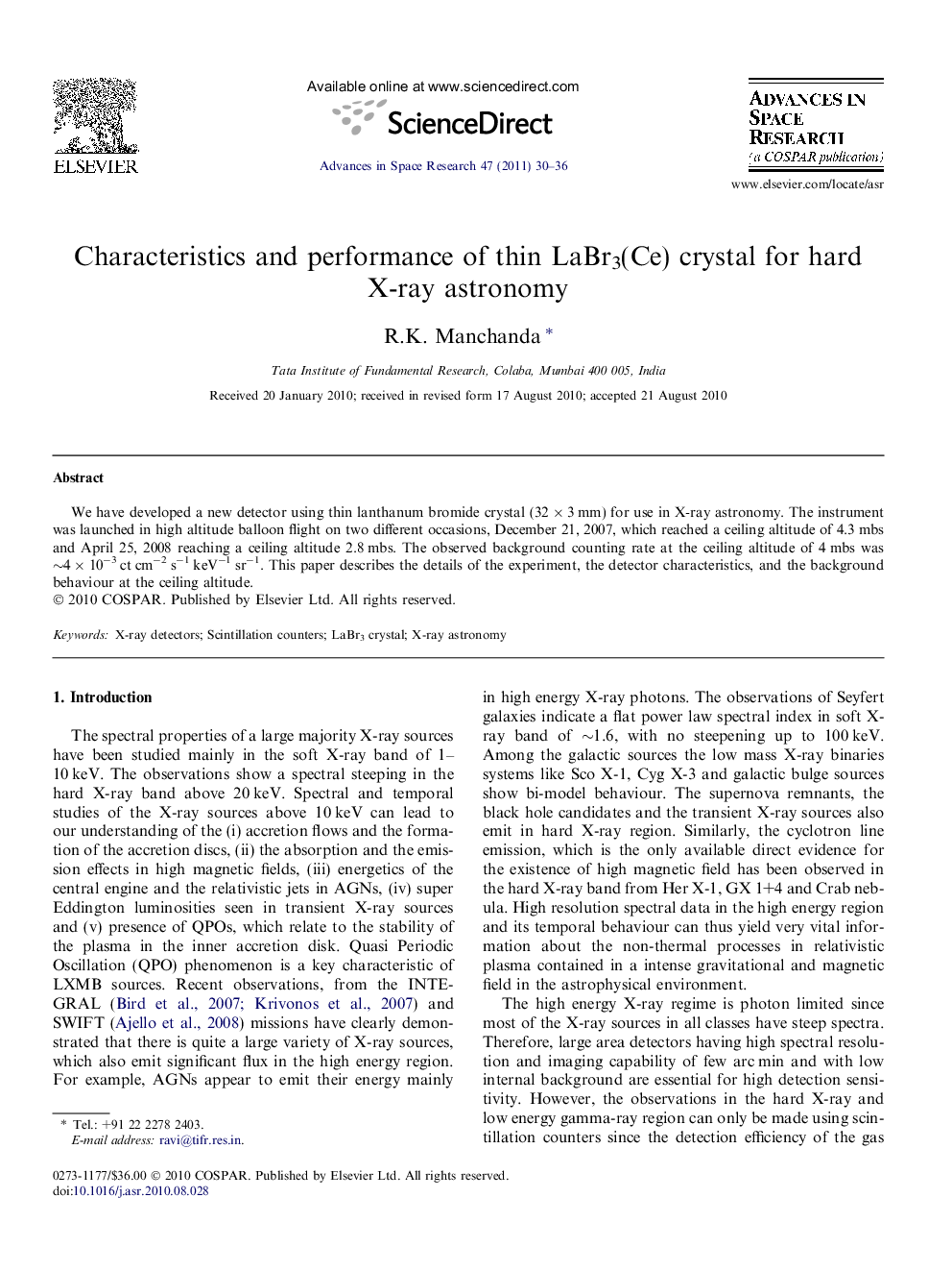 Characteristics and performance of thin LaBr3(Ce) crystal for hard X-ray astronomy