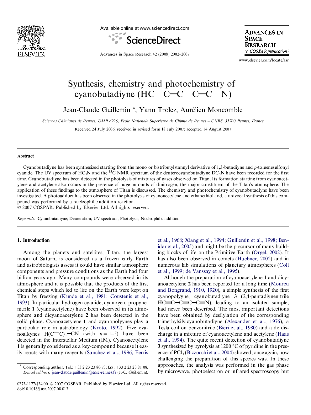 Synthesis, chemistry and photochemistry of cyanobutadiyne (HCCCCCN)