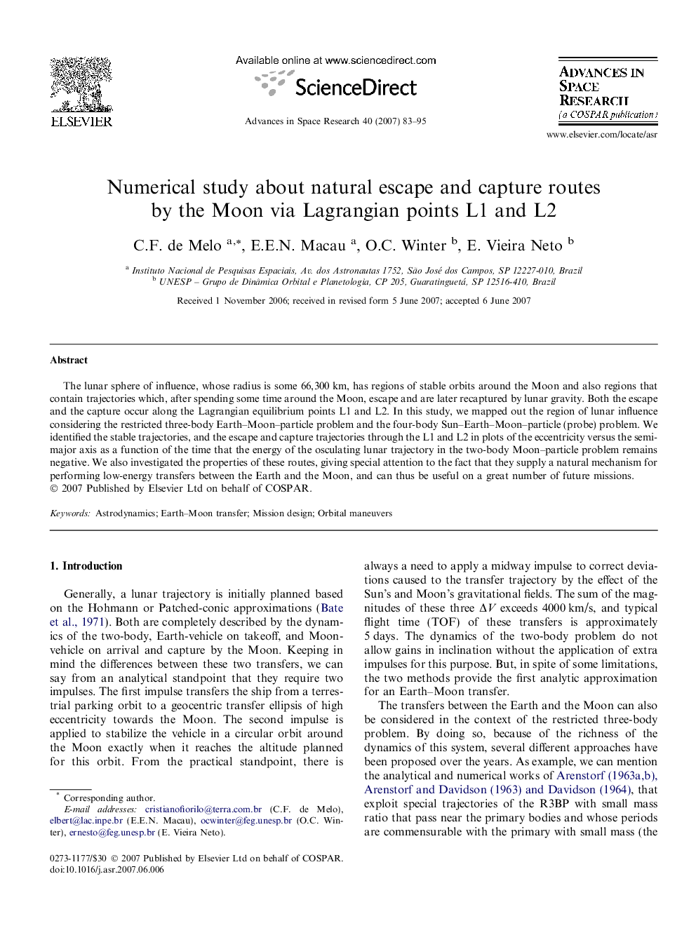 Numerical study about natural escape and capture routes by the Moon via Lagrangian points L1 and L2