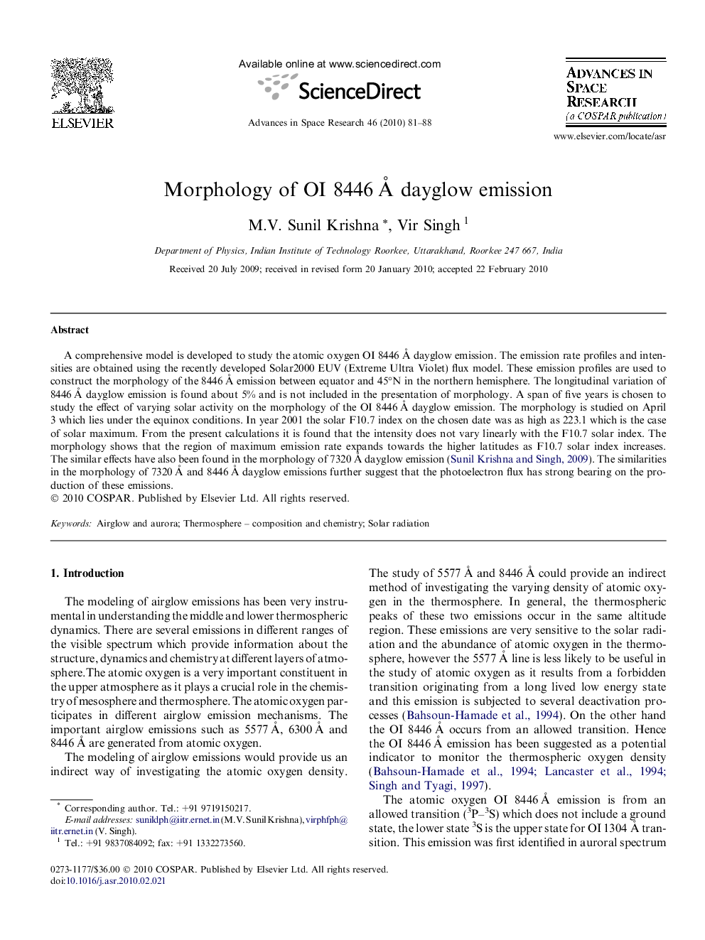 Morphology of OI 8446Â Ã dayglow emission