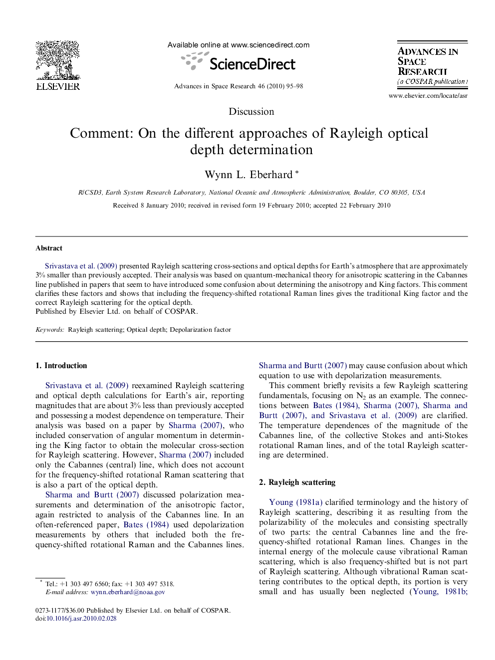 Comment: On the different approaches of Rayleigh optical depth determination