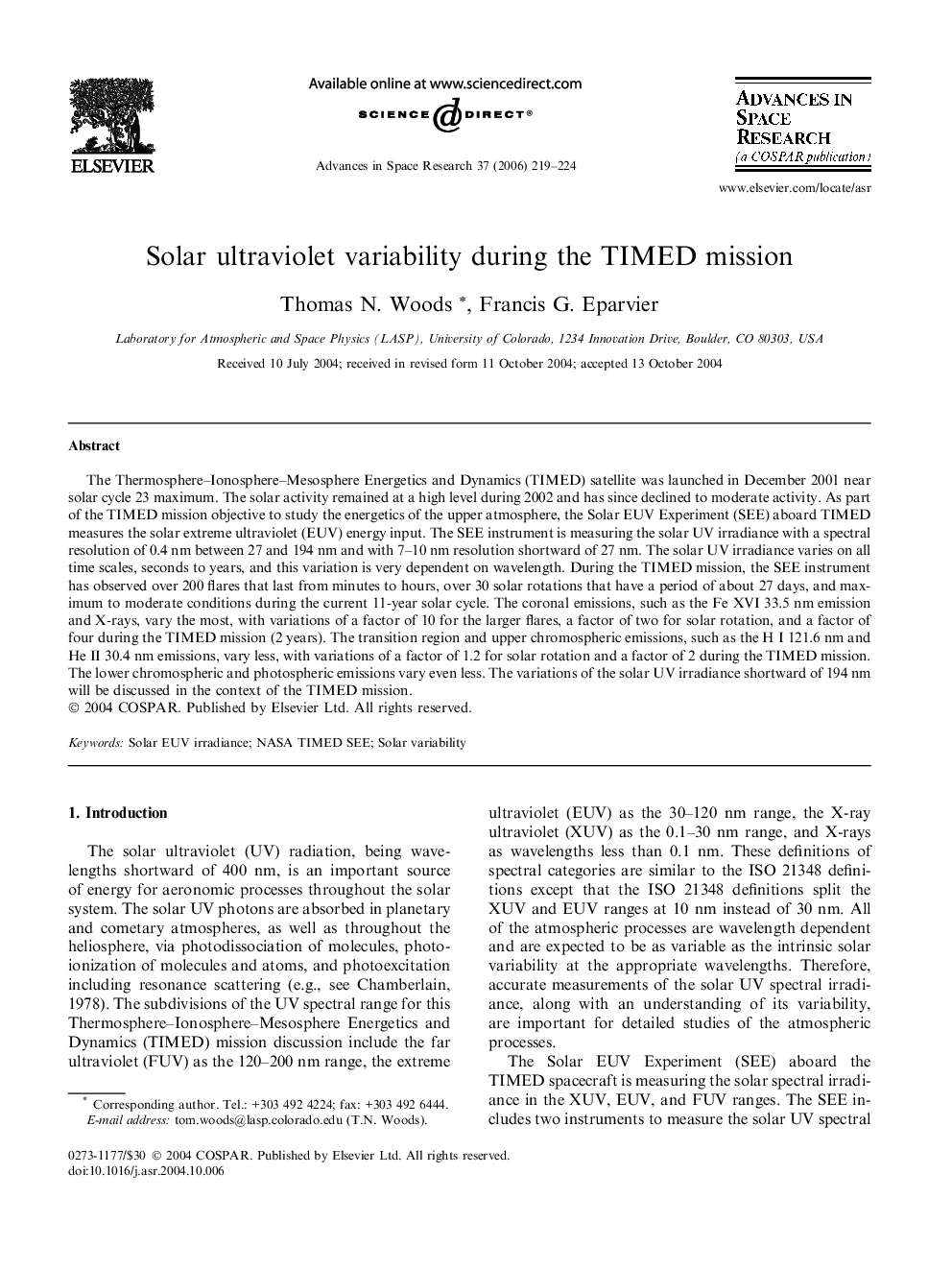 Solar ultraviolet variability during the TIMED mission