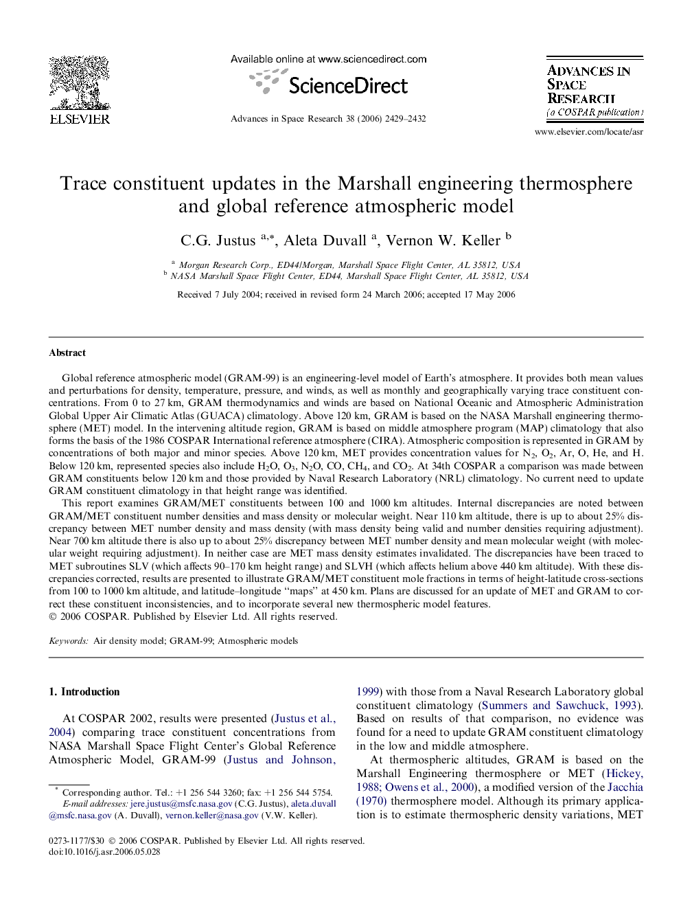 Trace constituent updates in the Marshall engineering thermosphere and global reference atmospheric model