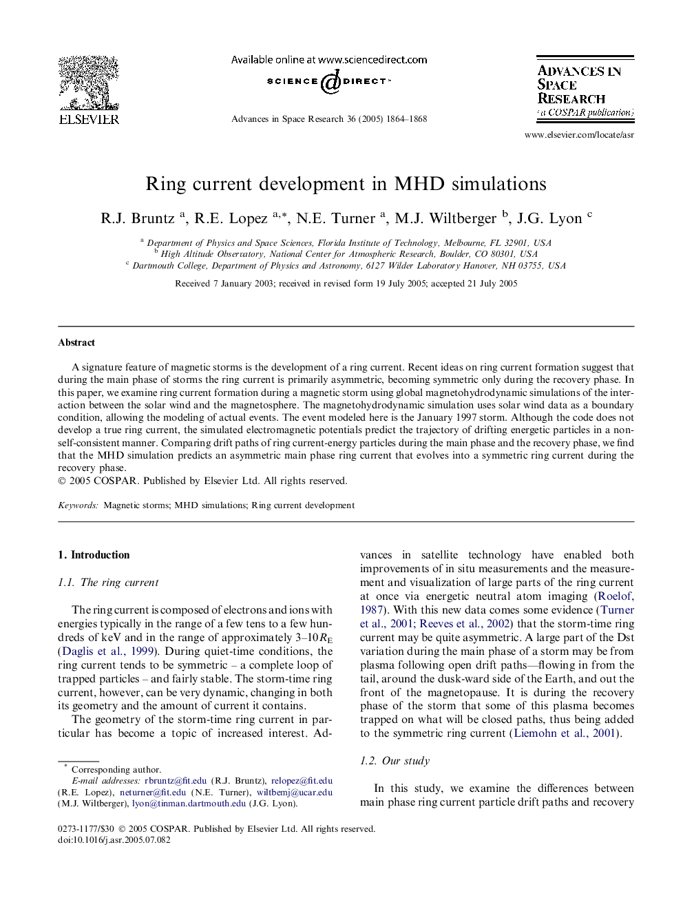 Ring current development in MHD simulations