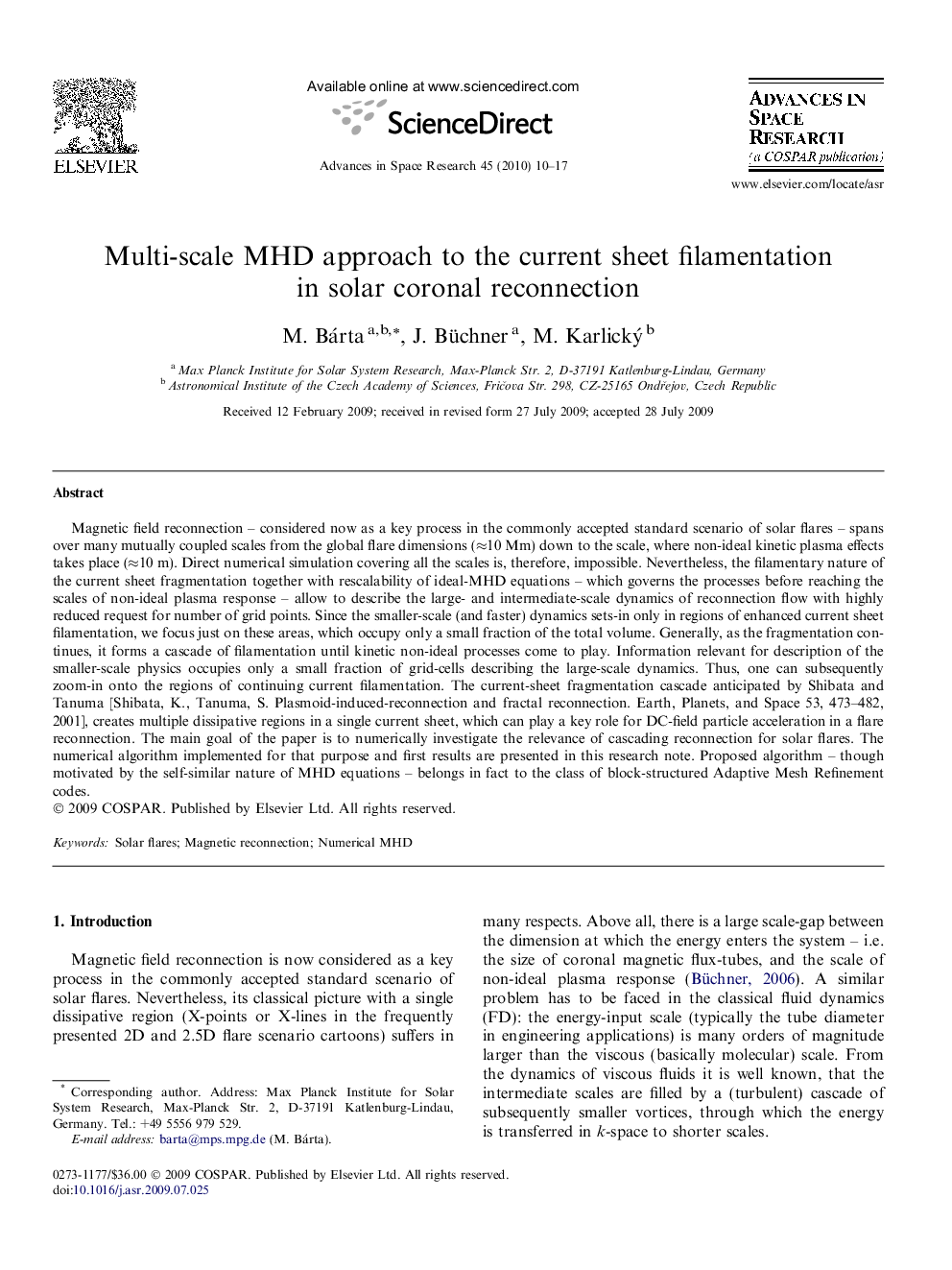 Multi-scale MHD approach to the current sheet filamentation in solar coronal reconnection