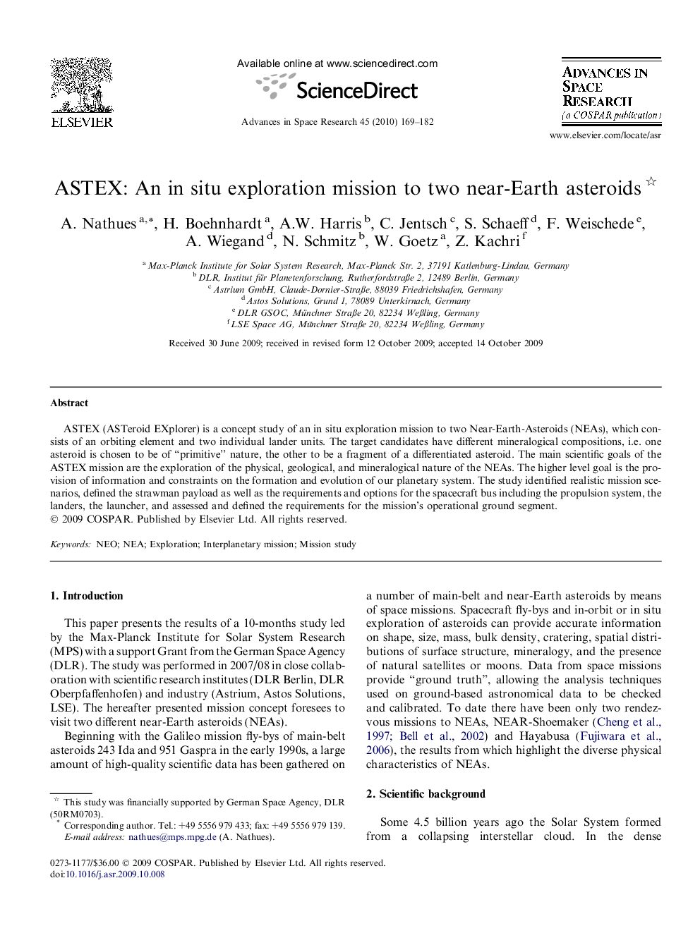 ASTEX: An in situ exploration mission to two near-Earth asteroids