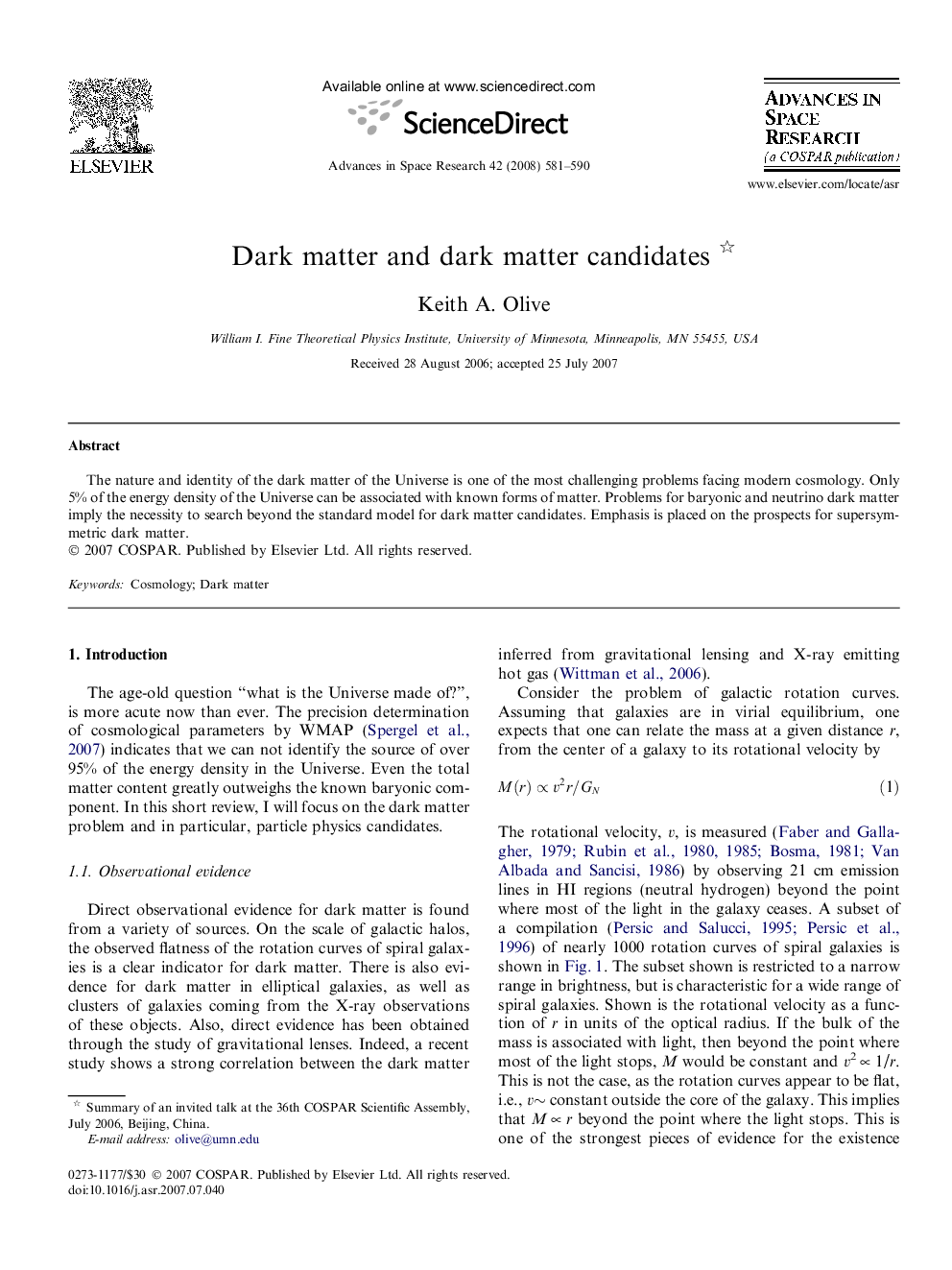 Dark matter and dark matter candidates 