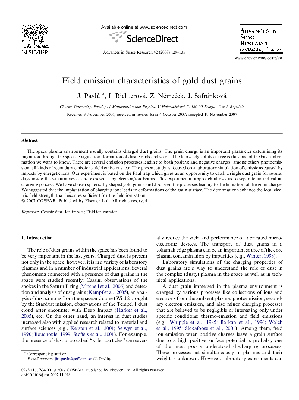 Field emission characteristics of gold dust grains