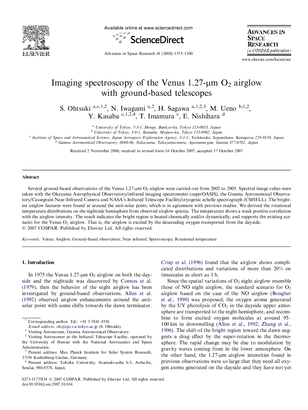 Imaging spectroscopy of the Venus 1.27-μm O2 airglow with ground-based telescopes