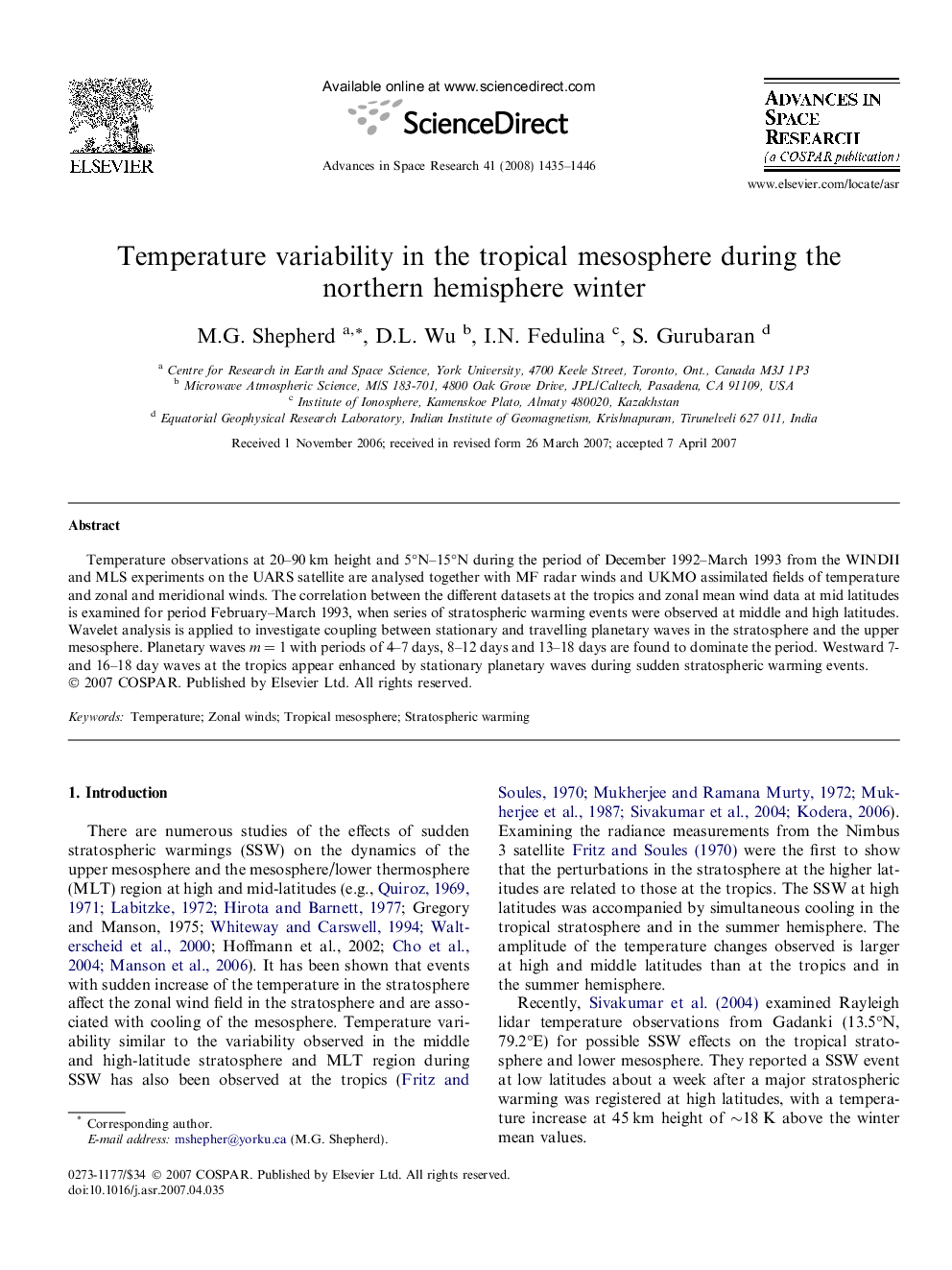 Temperature variability in the tropical mesosphere during the northern hemisphere winter