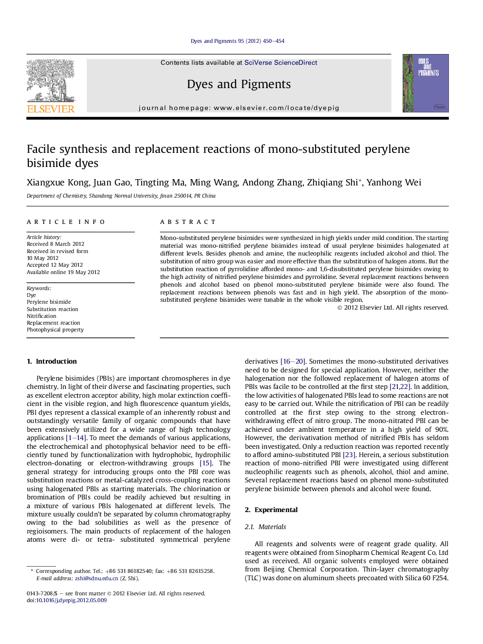 Facile synthesis and replacement reactions of mono-substituted perylene bisimide dyes