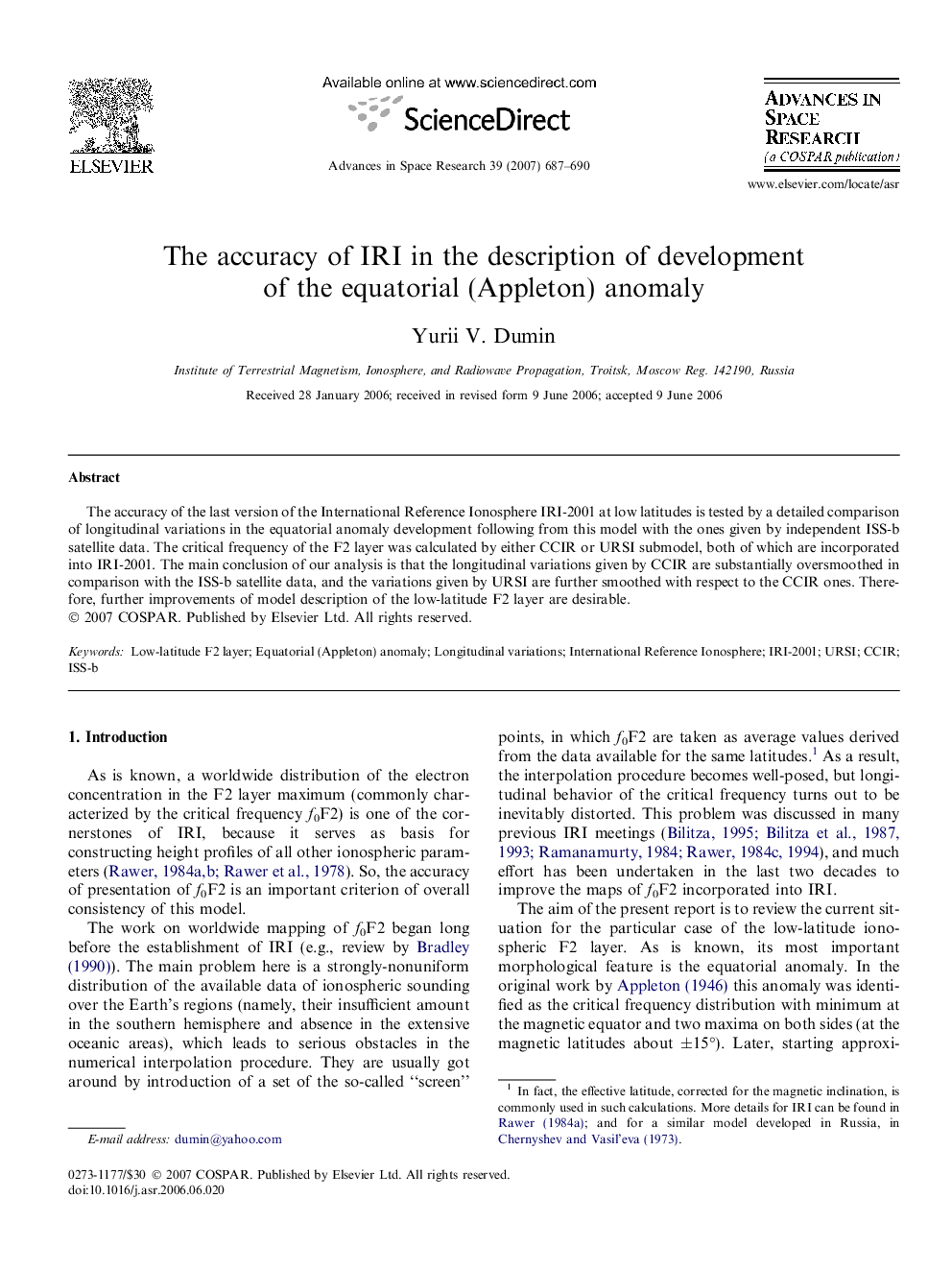 The accuracy of IRI in the description of development of the equatorial (Appleton) anomaly