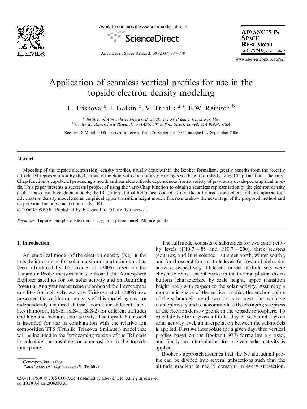 Application of seamless vertical profiles for use in the topside electron density modeling