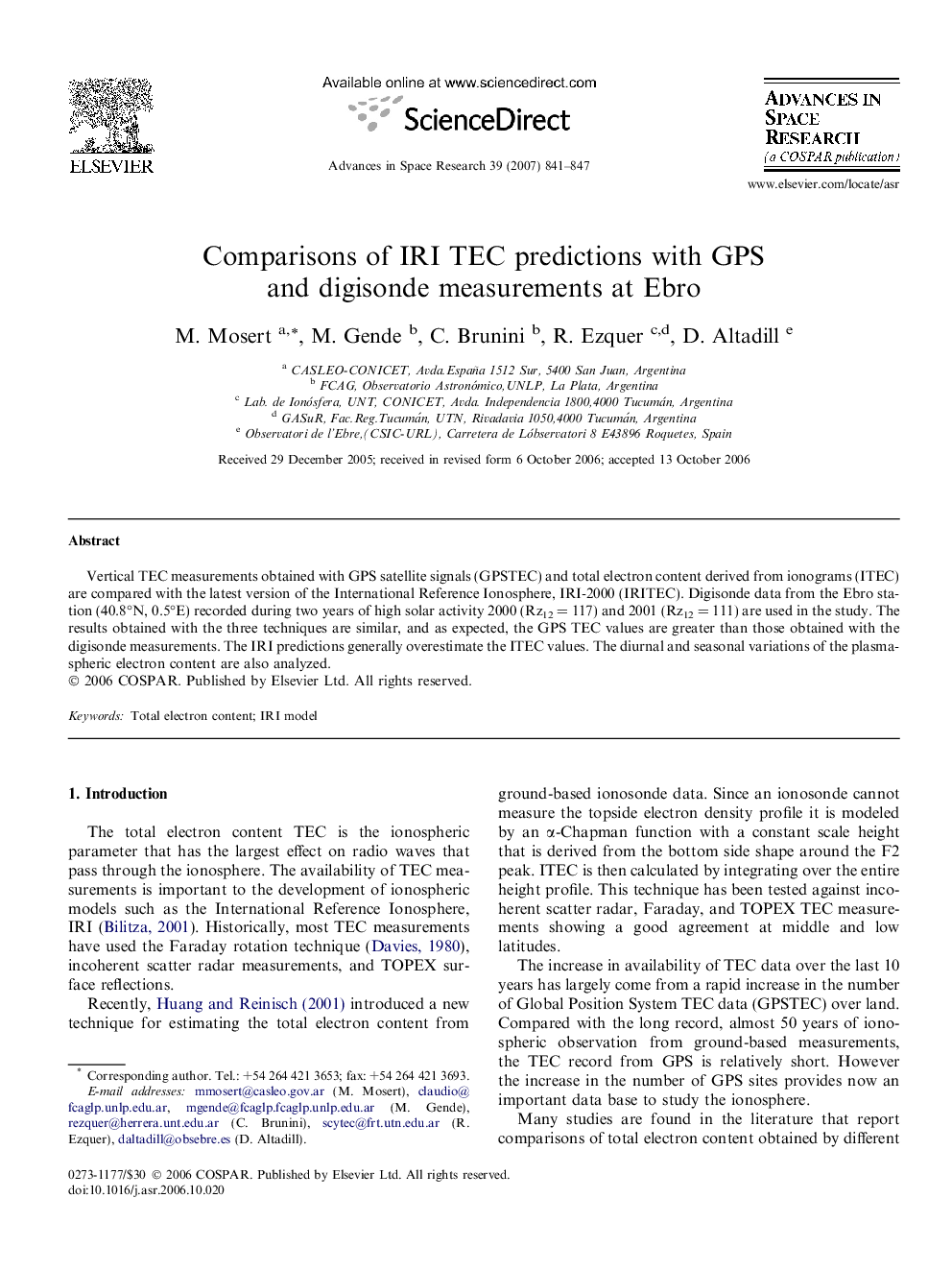 Comparisons of IRI TEC predictions with GPS and digisonde measurements at Ebro