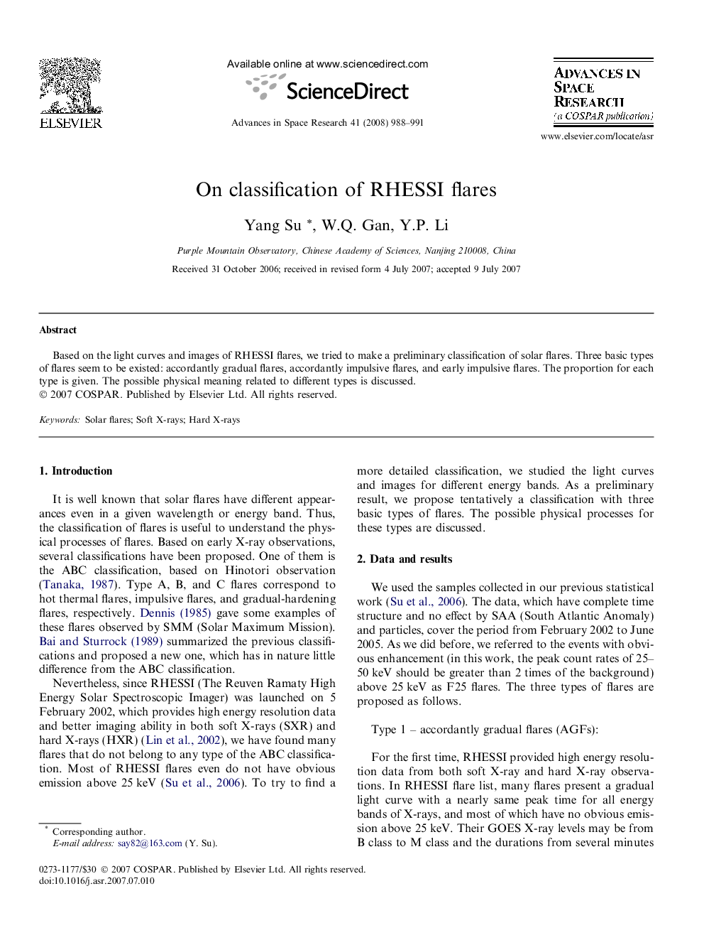 On classification of RHESSI flares