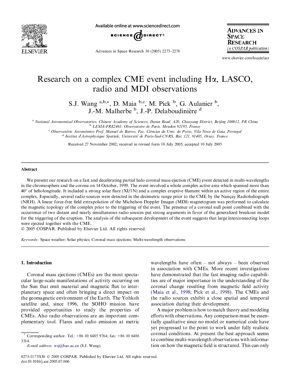 Research on a complex CME event including HÎ±, LASCO, radio and MDI observations