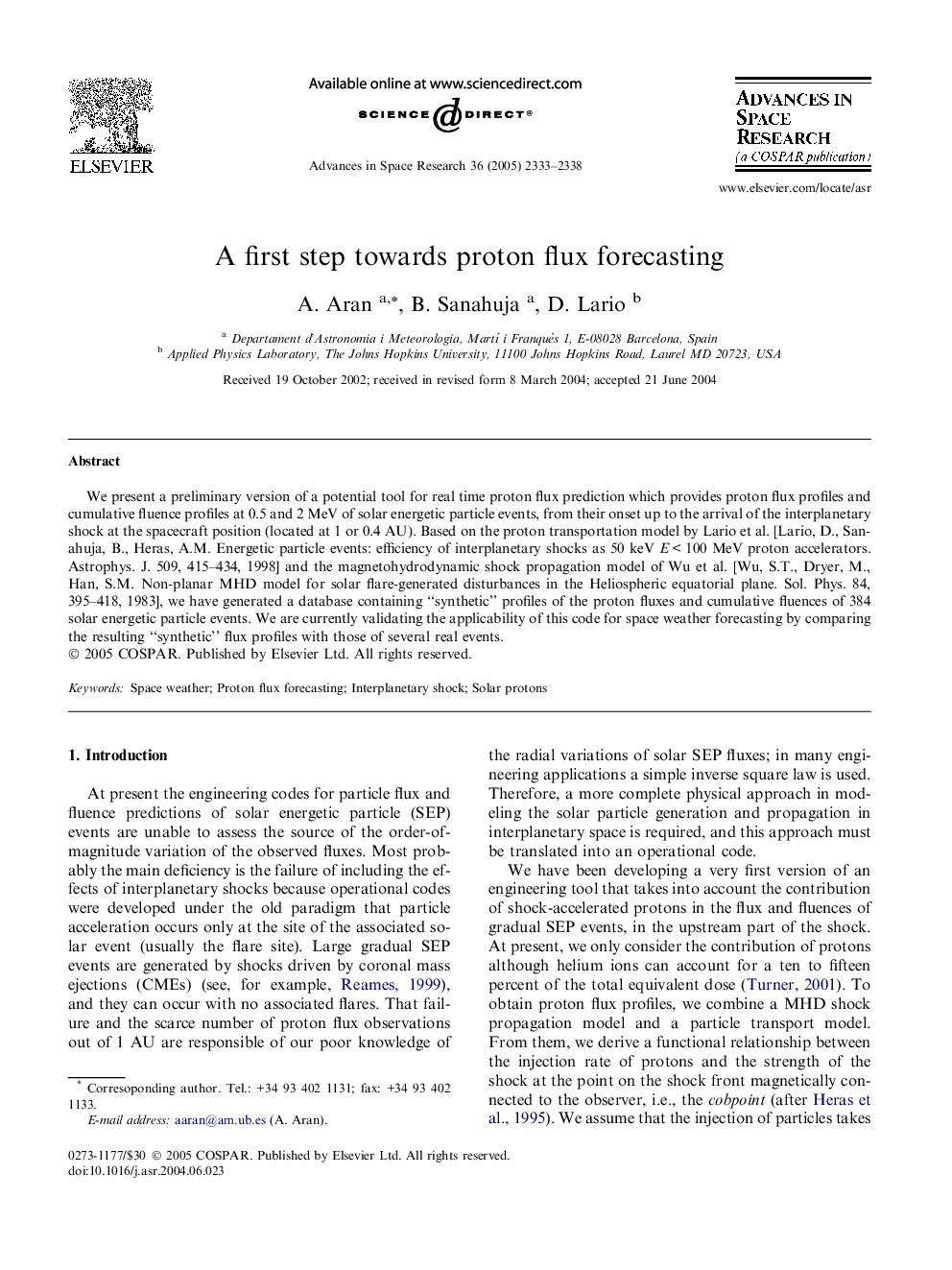 A first step towards proton flux forecasting