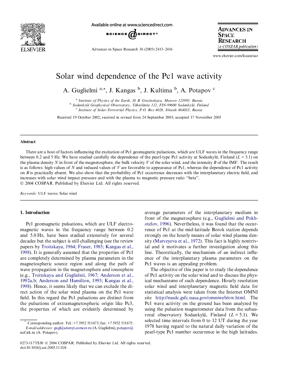 Solar wind dependence of the Pc1 wave activity