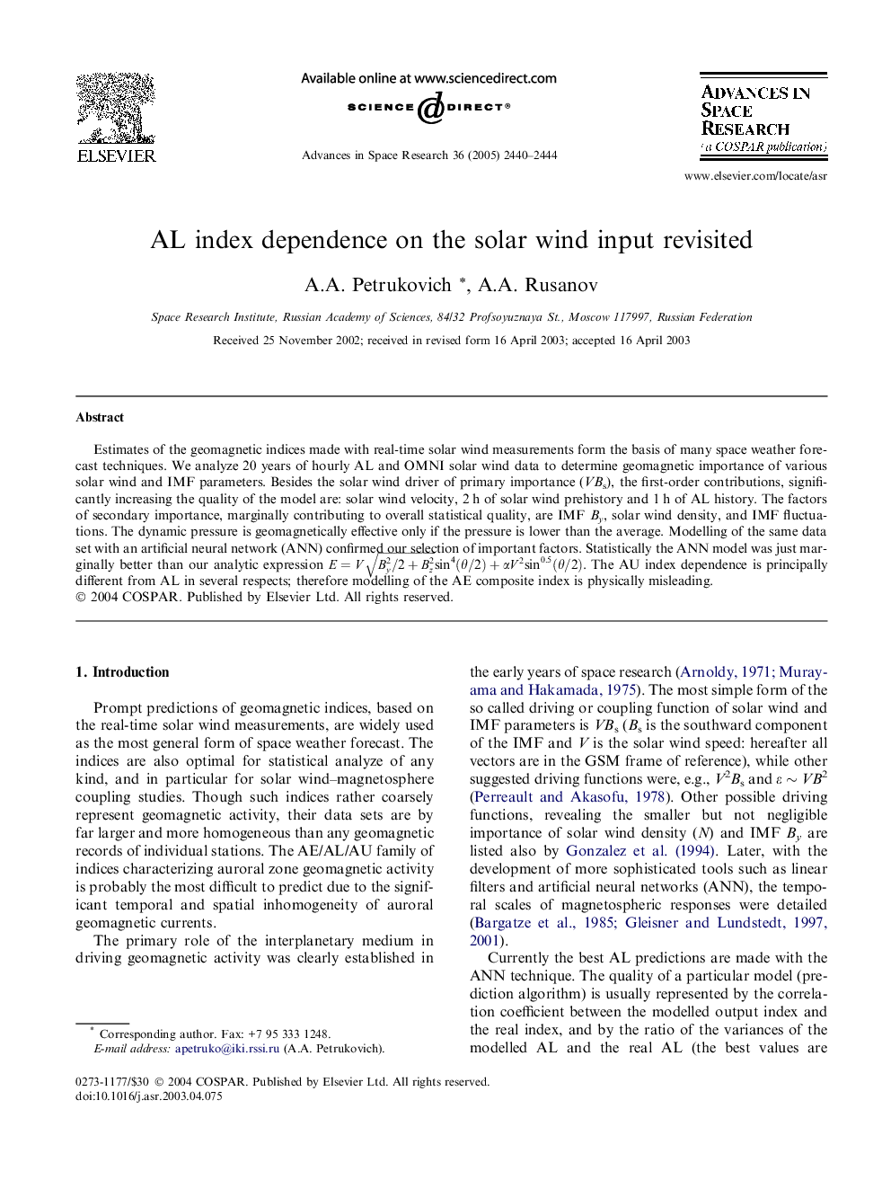 AL index dependence on the solar wind input revisited