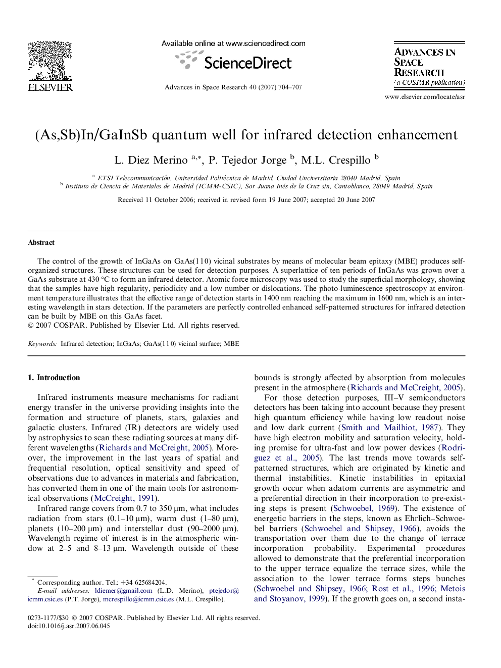 (As,Sb)In/GaInSb quantum well for infrared detection enhancement