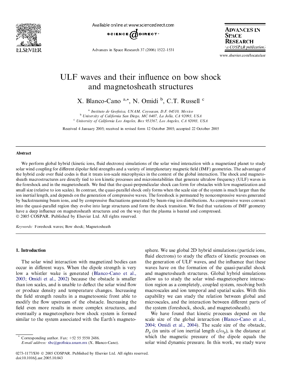 ULF waves and their influence on bow shock and magnetosheath structures