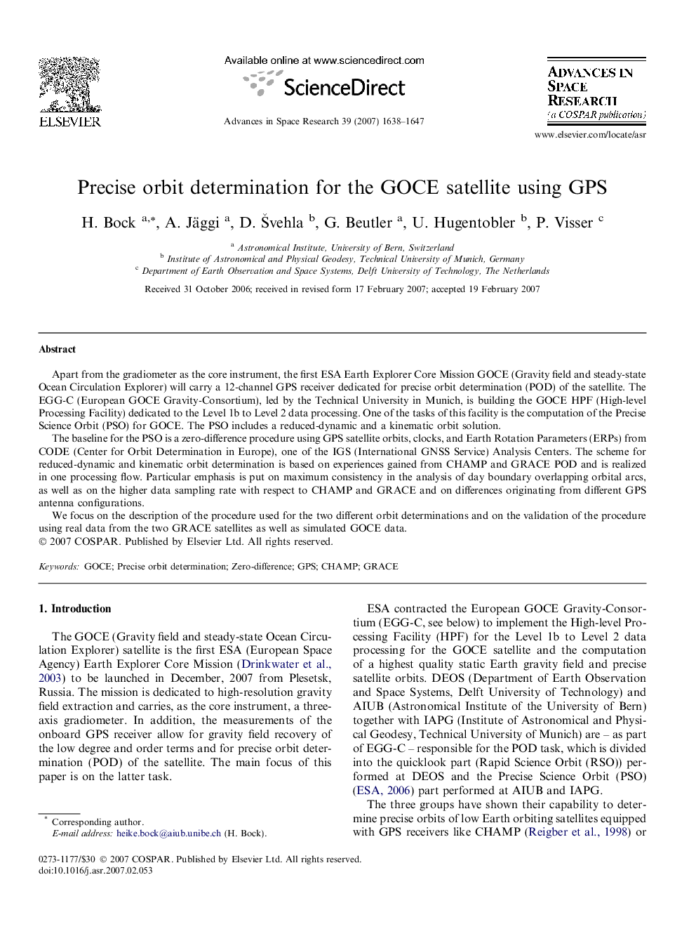 Precise orbit determination for the GOCE satellite using GPS