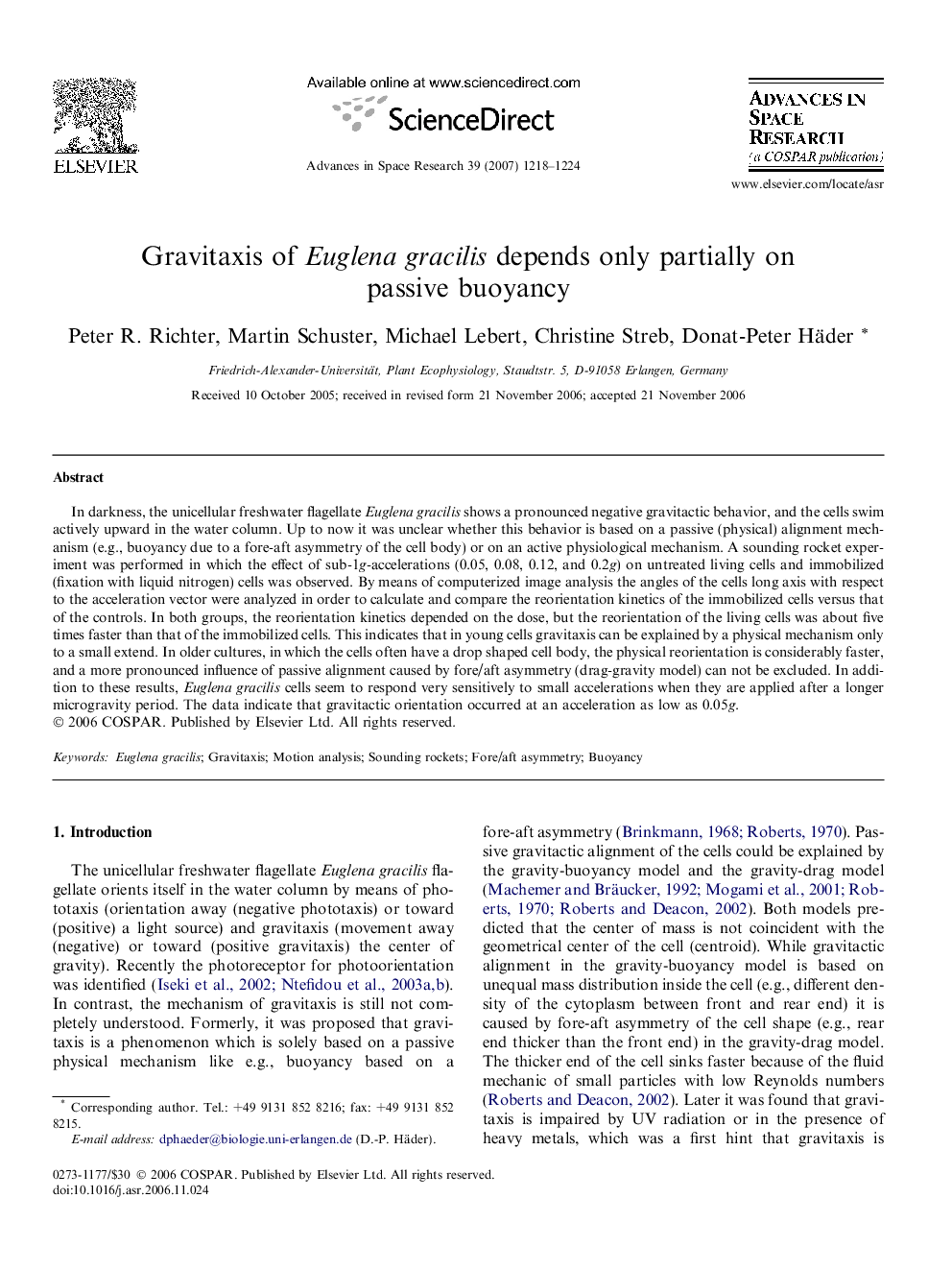 Gravitaxis of Euglena gracilis depends only partially on passive buoyancy