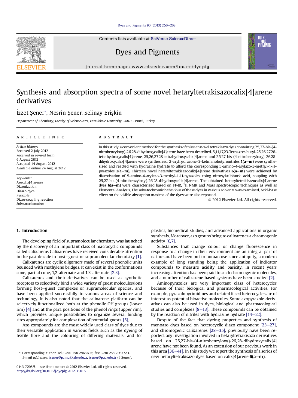 Synthesis and absorption spectra of some novel hetaryltetrakisazocalix[4]arene derivatives