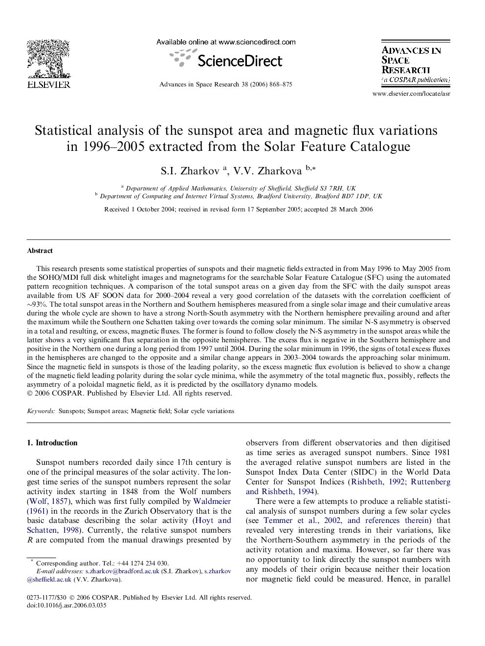 Statistical analysis of the sunspot area and magnetic flux variations in 1996-2005 extracted from the Solar Feature Catalogue