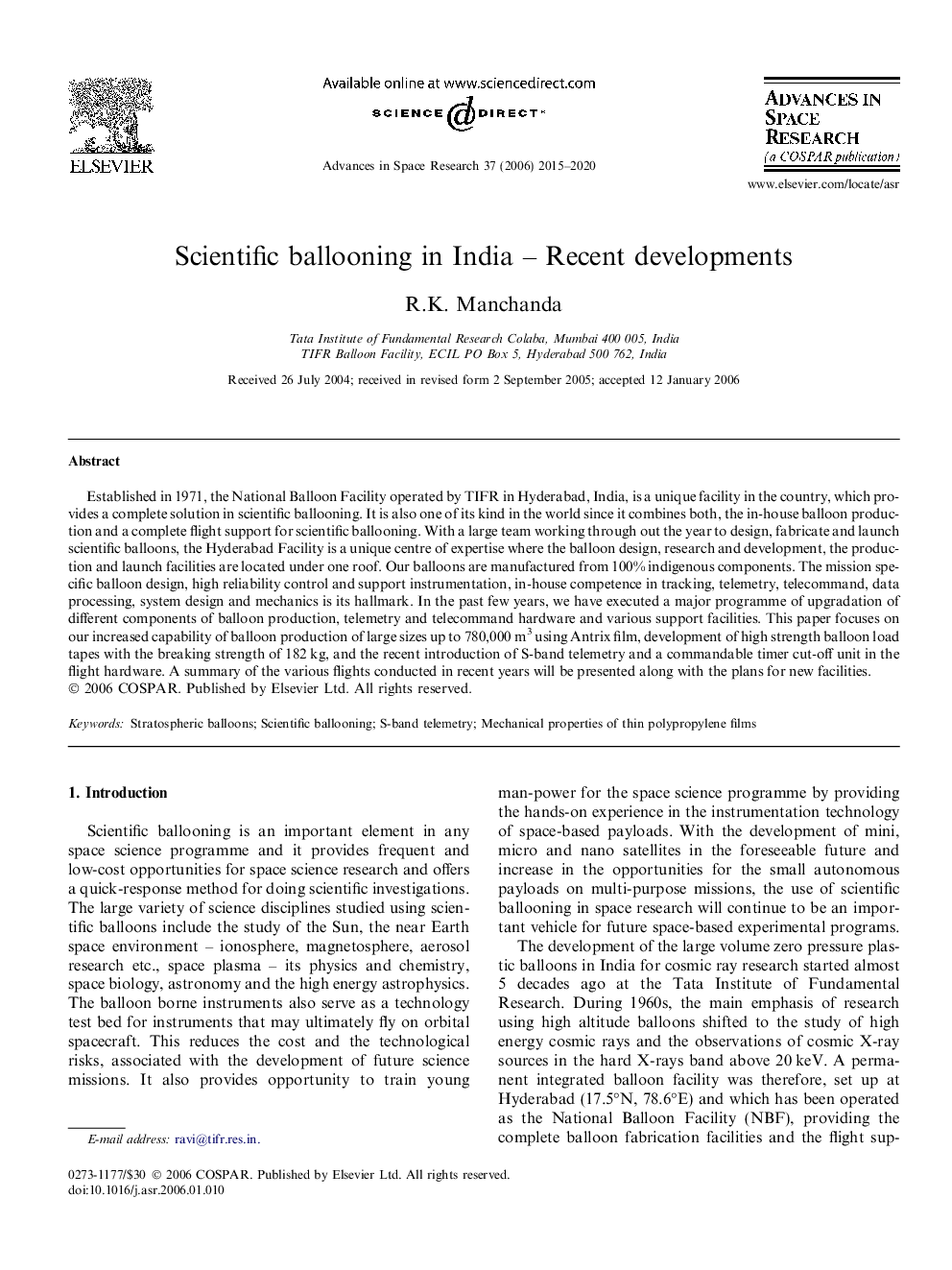 Scientific ballooning in India - Recent developments