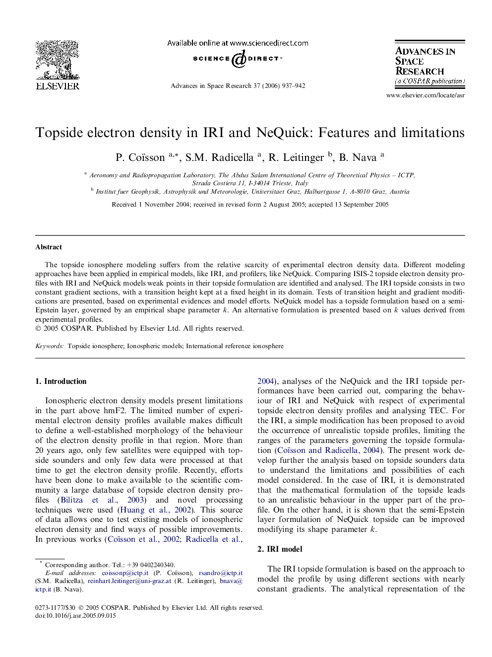 Topside electron density in IRI and NeQuick: Features and limitations