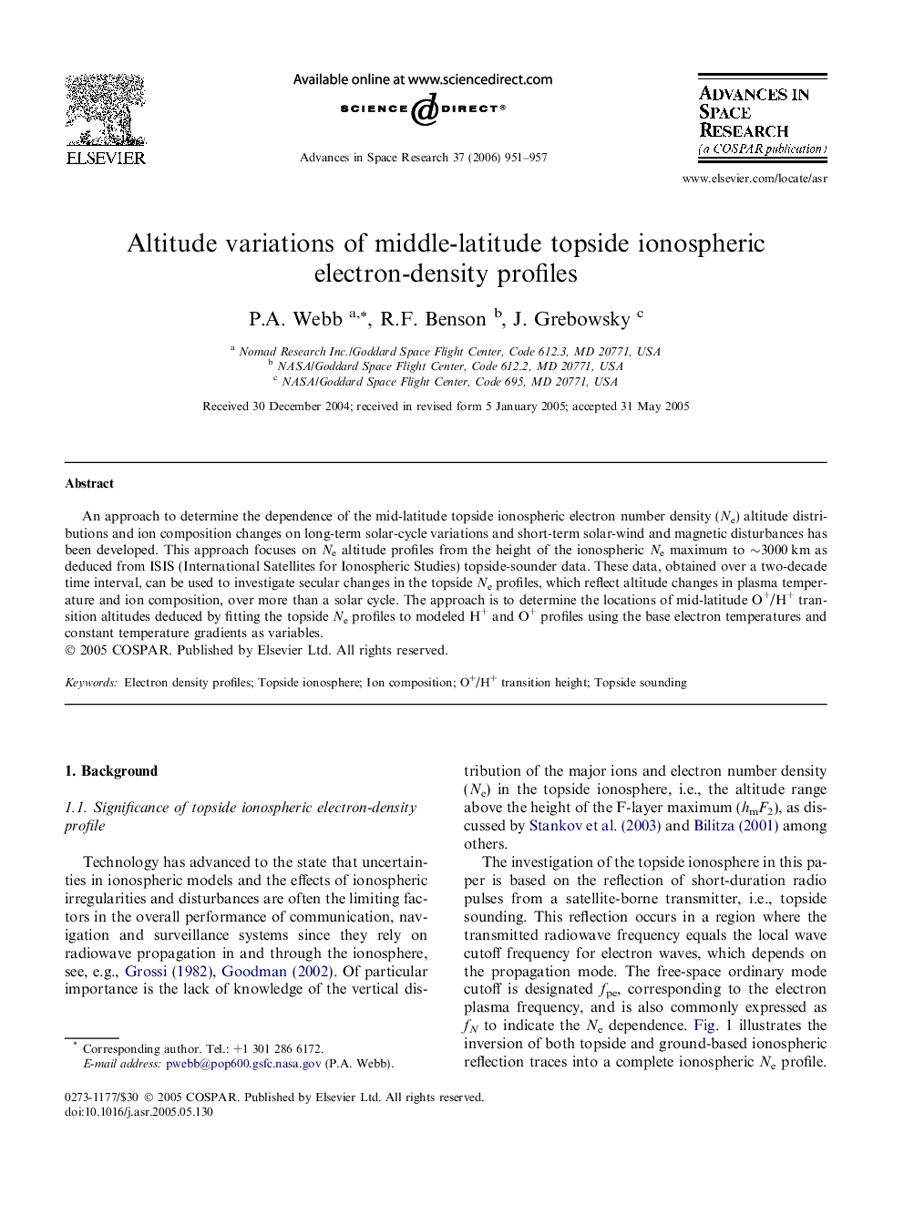 Altitude variations of middle-latitude topside ionospheric electron-density profiles