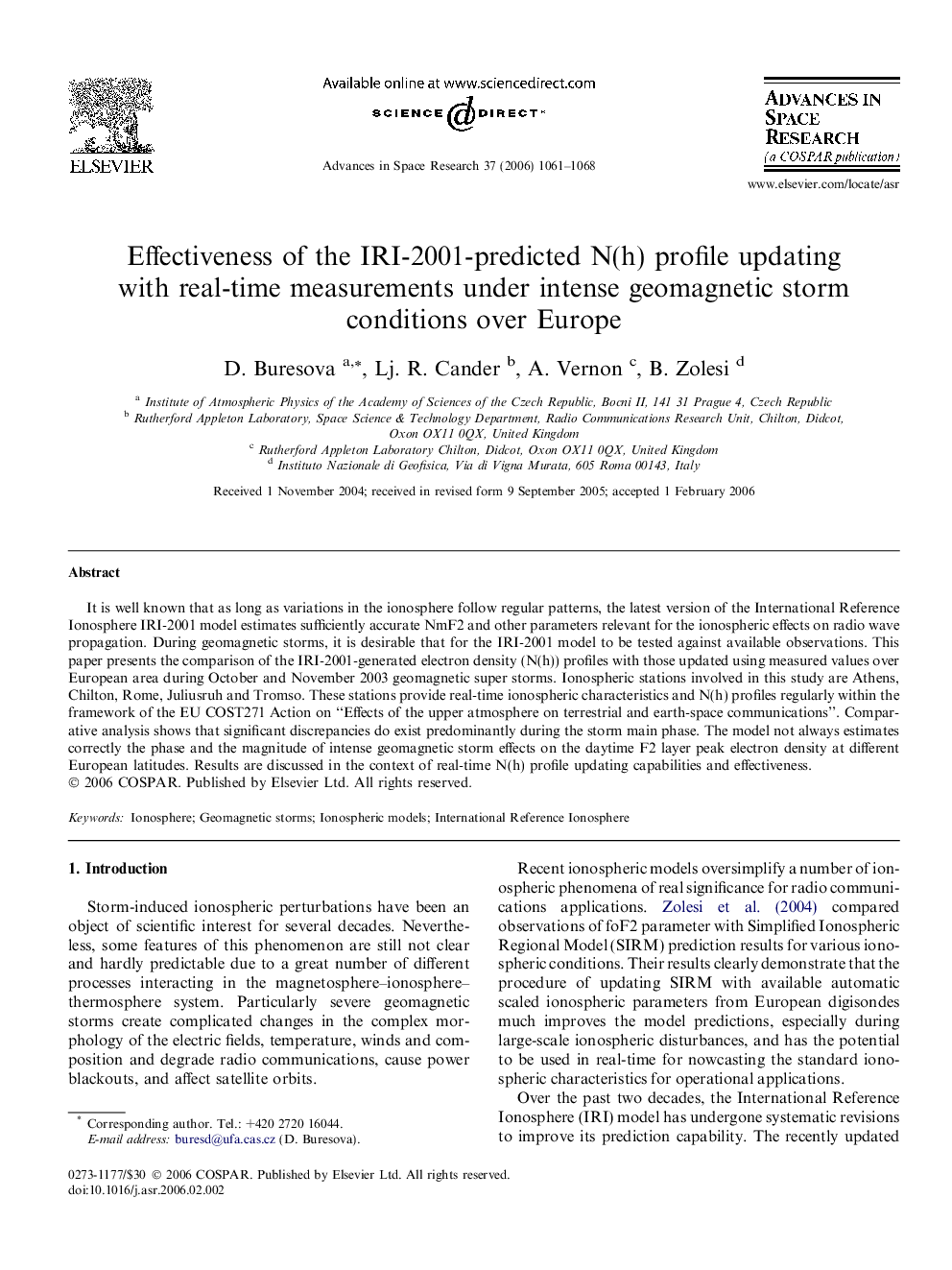 Effectiveness of the IRI-2001-predicted N(h) profile updating with real-time measurements under intense geomagnetic storm conditions over Europe