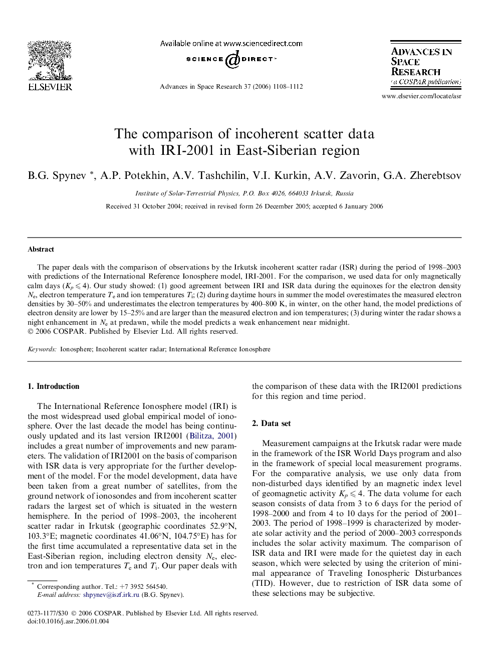 The comparison of incoherent scatter data with IRI-2001 in East-Siberian region