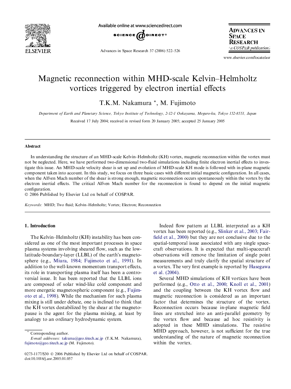 Magnetic reconnection within MHD-scale Kelvin–Helmholtz vortices triggered by electron inertial effects