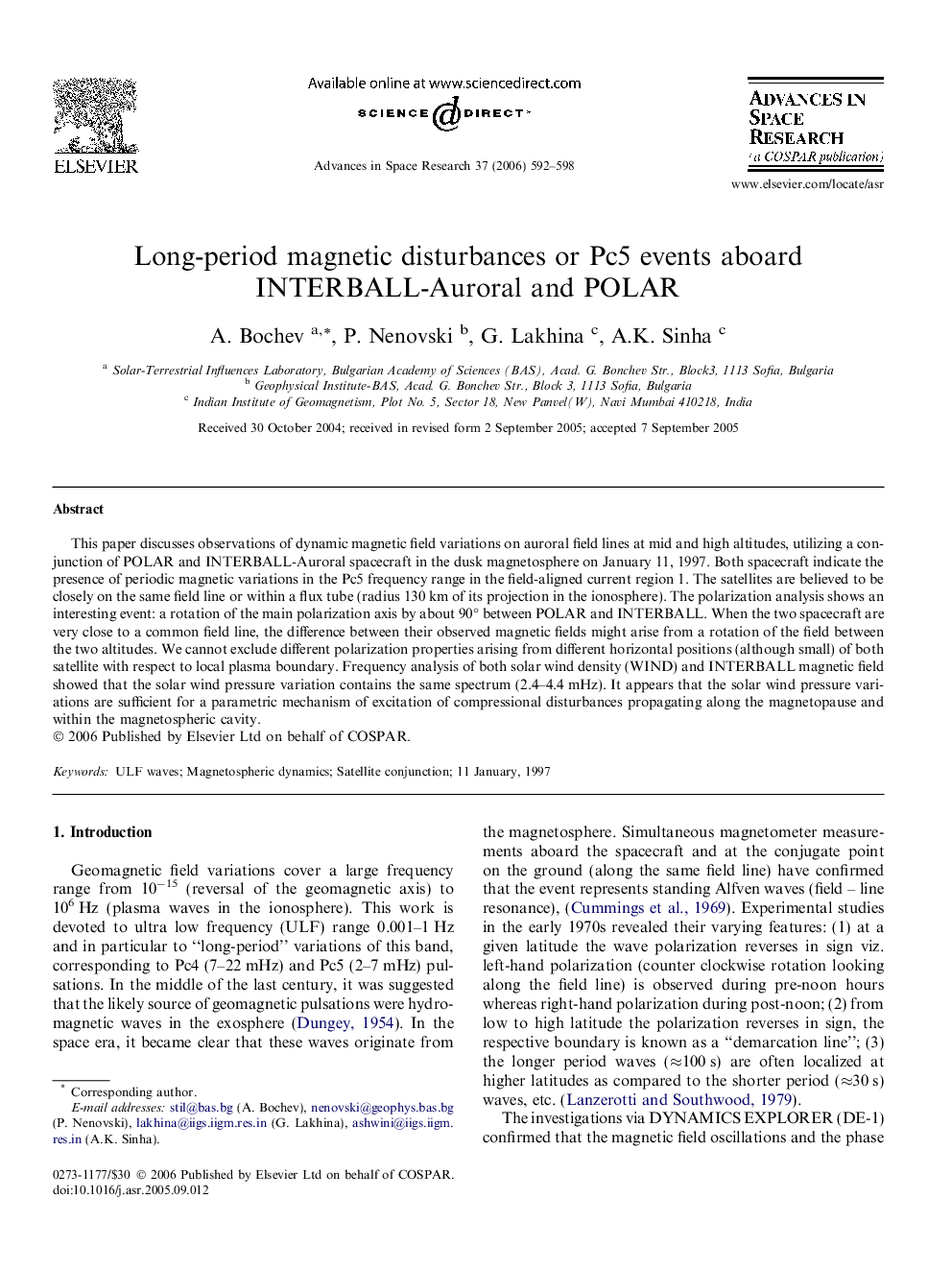 Long-period magnetic disturbances or Pc5 events aboard INTERBALL-Auroral and POLAR