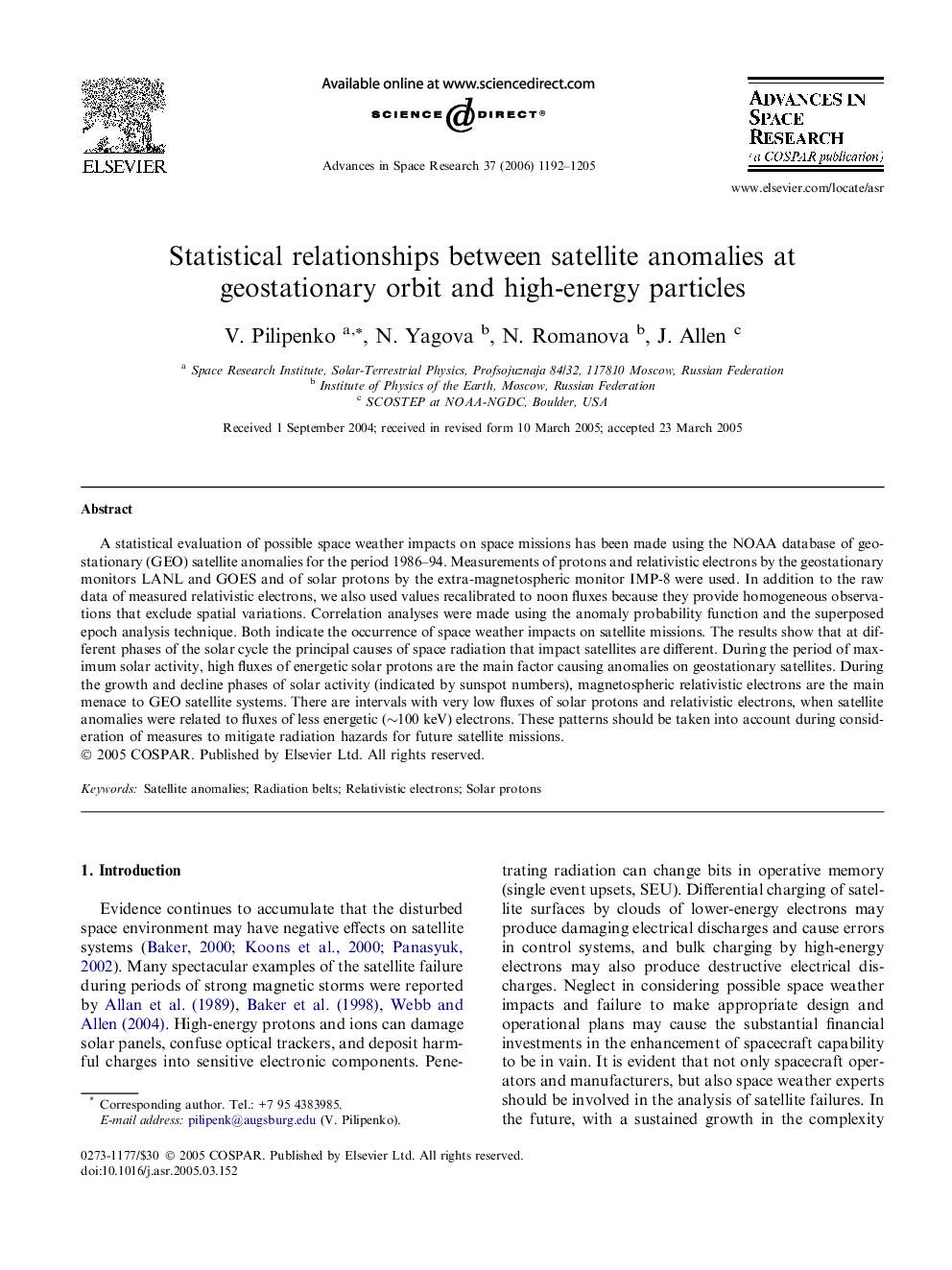 Statistical relationships between satellite anomalies at geostationary orbit and high-energy particles