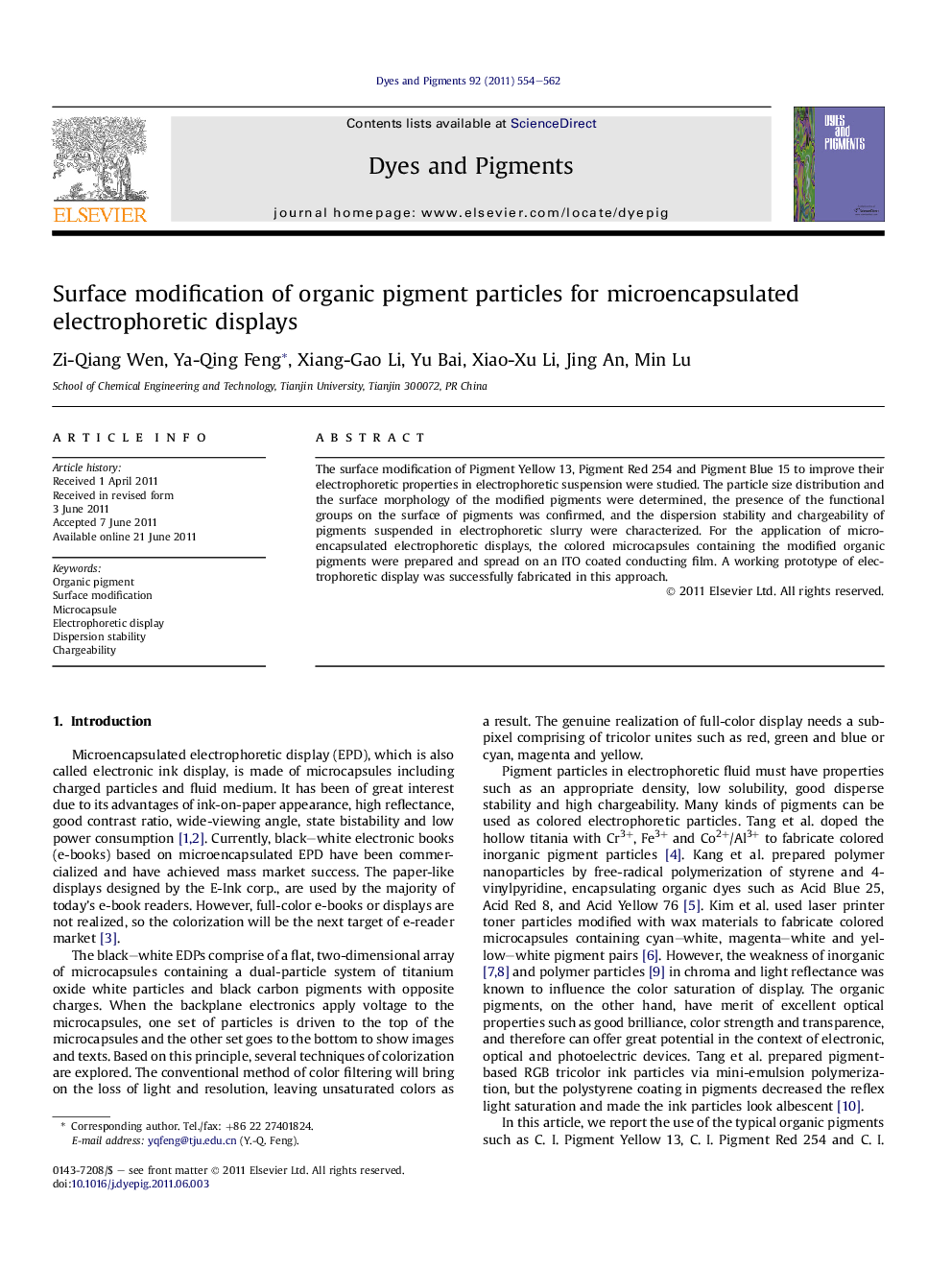 Surface modification of organic pigment particles for microencapsulated electrophoretic displays