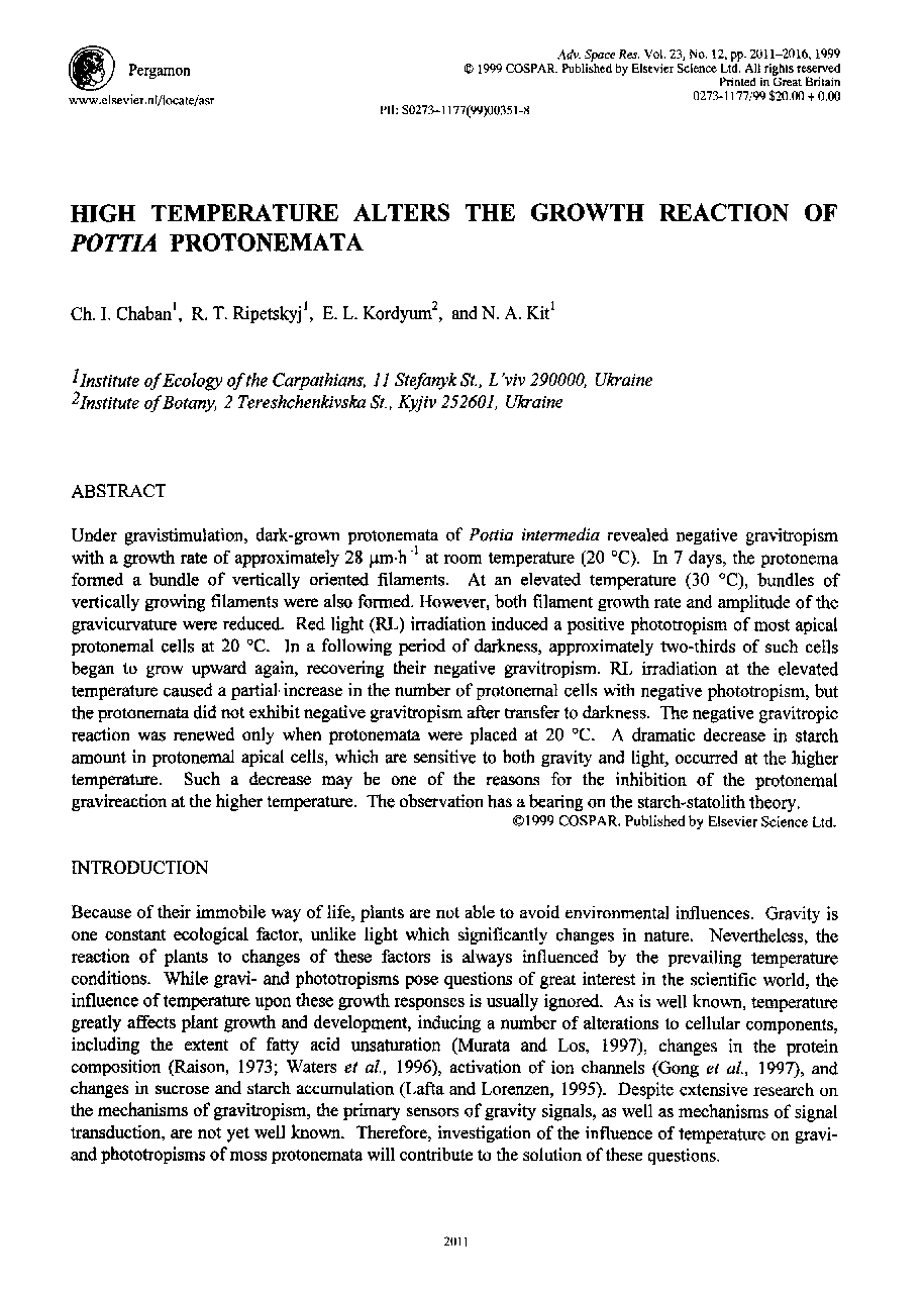 High temperature alters the growth reaction of Pottia protonemata