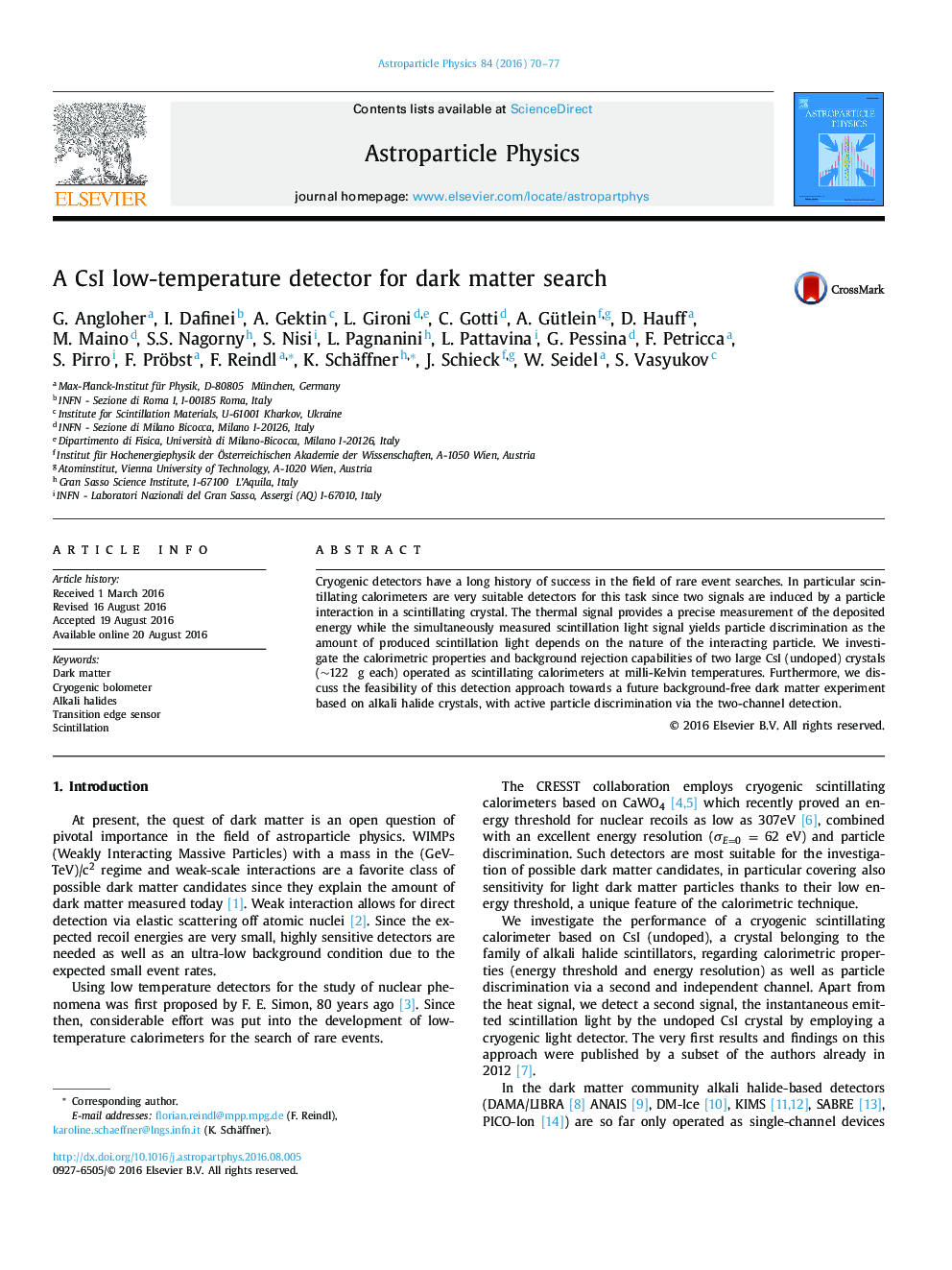 A CsI low-temperature detector for dark matter search