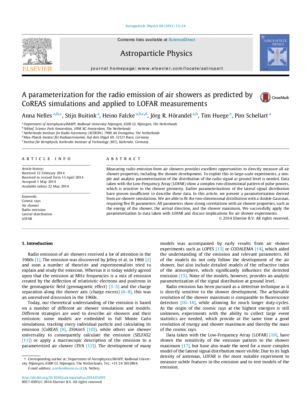 A parameterization for the radio emission of air showers as predicted by CoREAS simulations and applied to LOFAR measurements